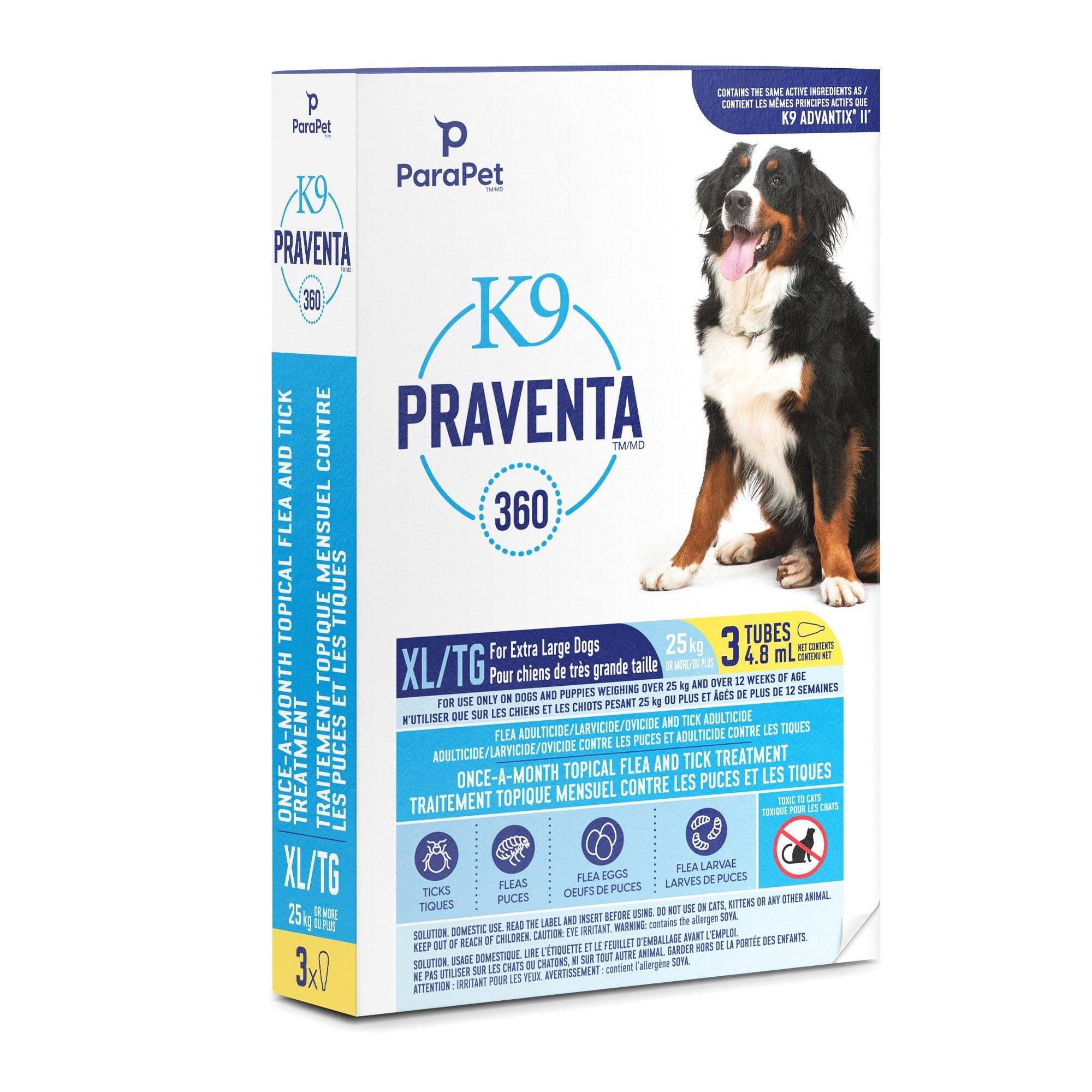 K9 Praventa 360 X-Large Dogs 25 Kg & Over - 25 Kg+ / 3 Tubes - Flea & Tick Topical Applications - K9 Praventa - PetMax Canada