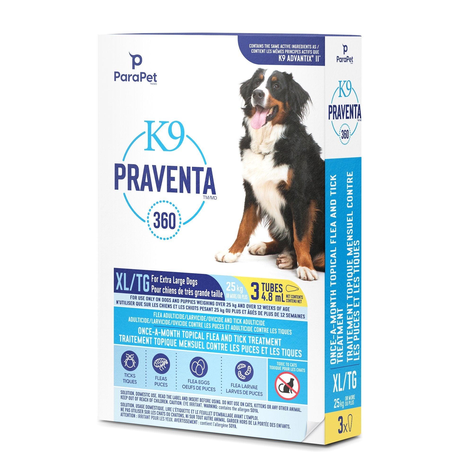 K9 Praventa 360 X-Large Dogs 25 Kg & Over - 25 Kg+ / 3 Tubes - Flea & Tick Topical Applications - K9 Praventa - PetMax Canada