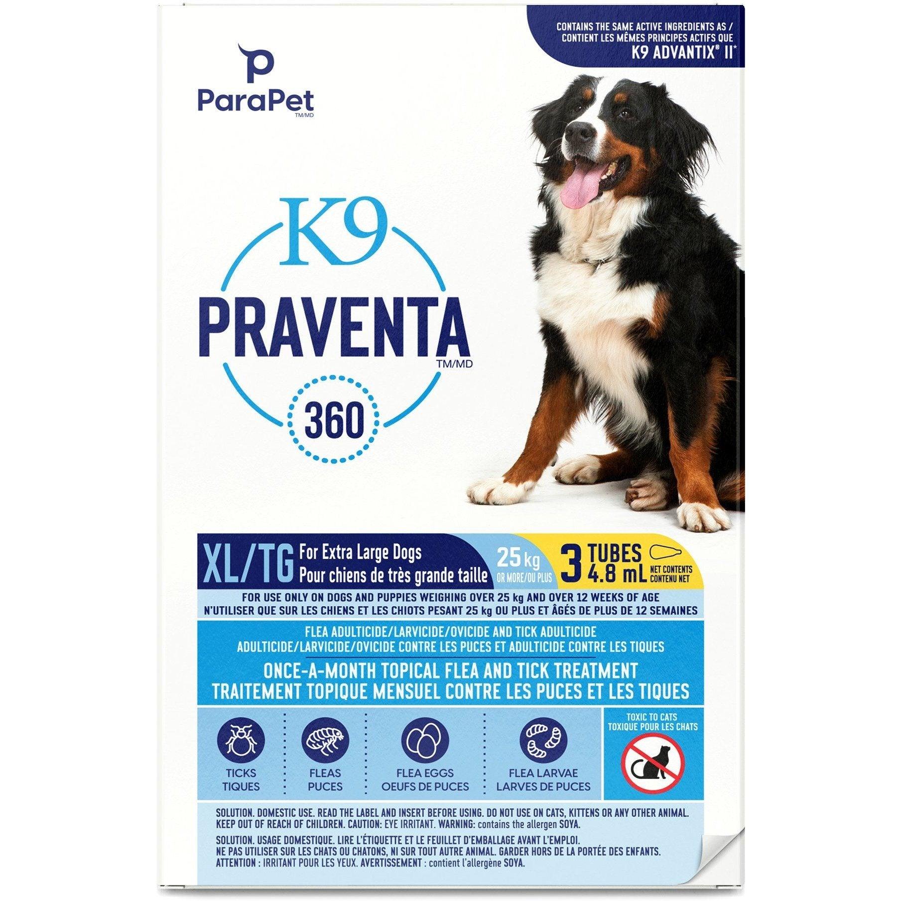 K9 Praventa 360 X-Large Dogs 25 Kg & Over - 25 Kg+ / 3 Tubes - Flea & Tick Topical Applications - K9 Praventa - PetMax Canada