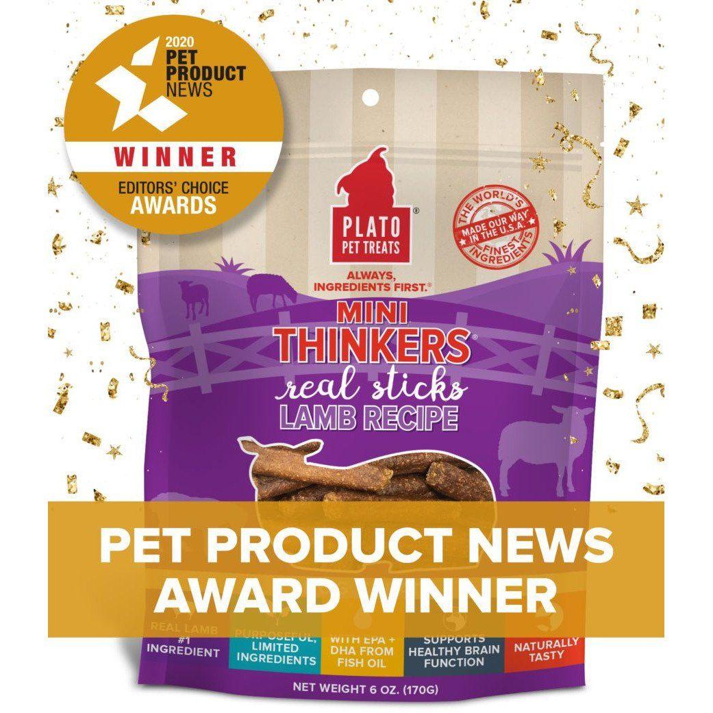 Plato Pet Treats Mini Thinkers Lamb Meat Stick Dog Treats - 85g - Dog Treats - Plato Pet Treats - PetMax Canada
