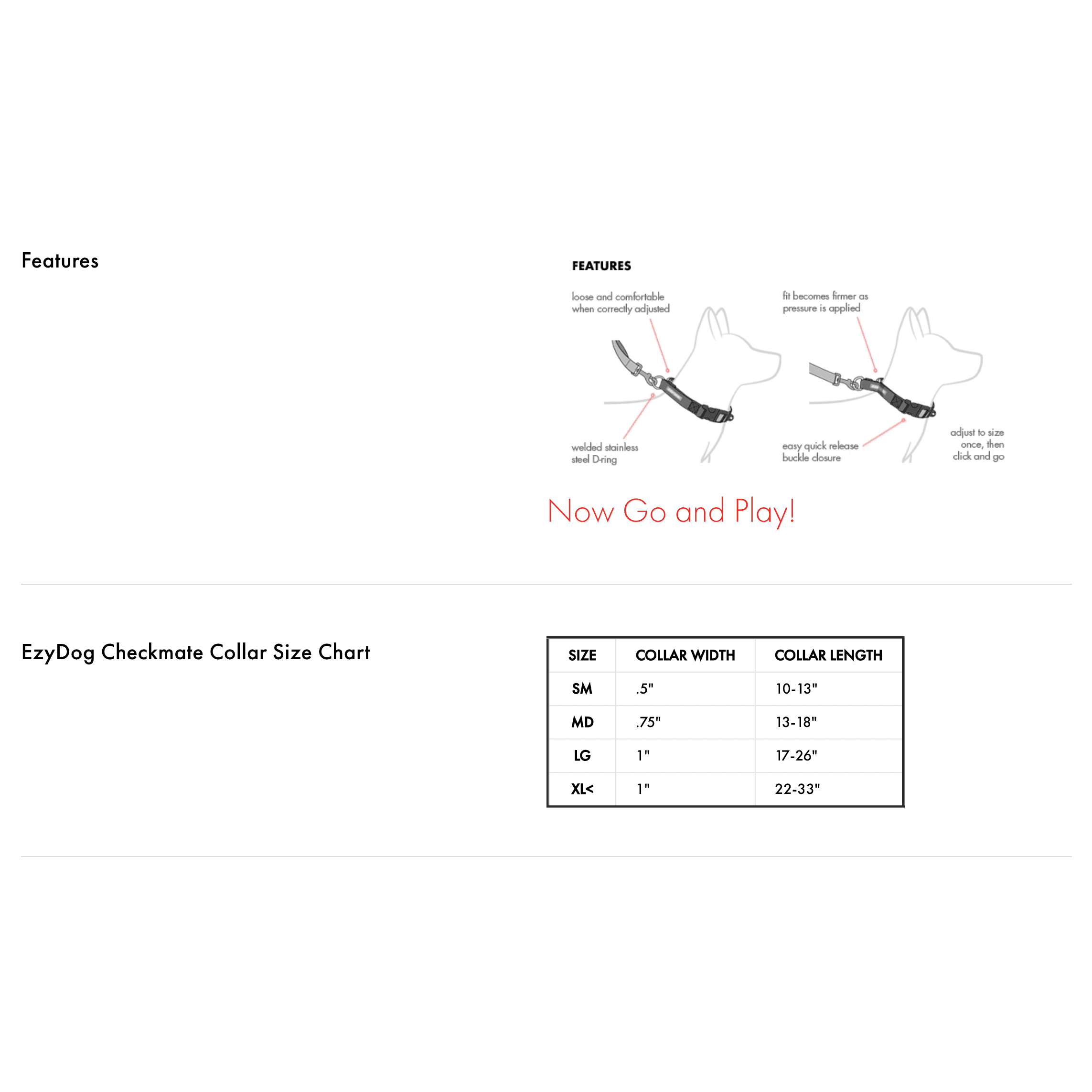 EZYDog Checkmate Dog Collar Red - Medium: 13" - 18" - Dog Collars - EZYDog - PetMax Canada