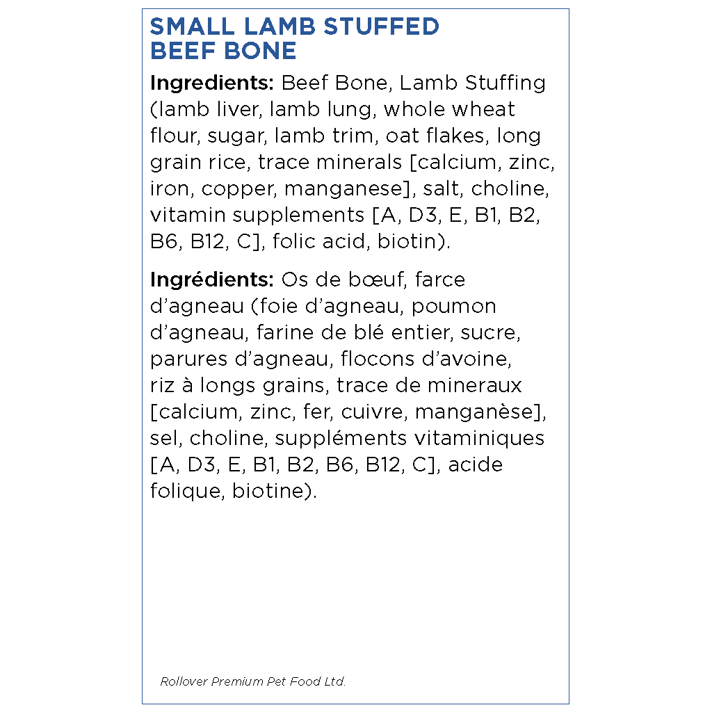 Rollover Stuffed Dog Bone Lamb - Small - Natural Chews - Rollover - PetMax Canada