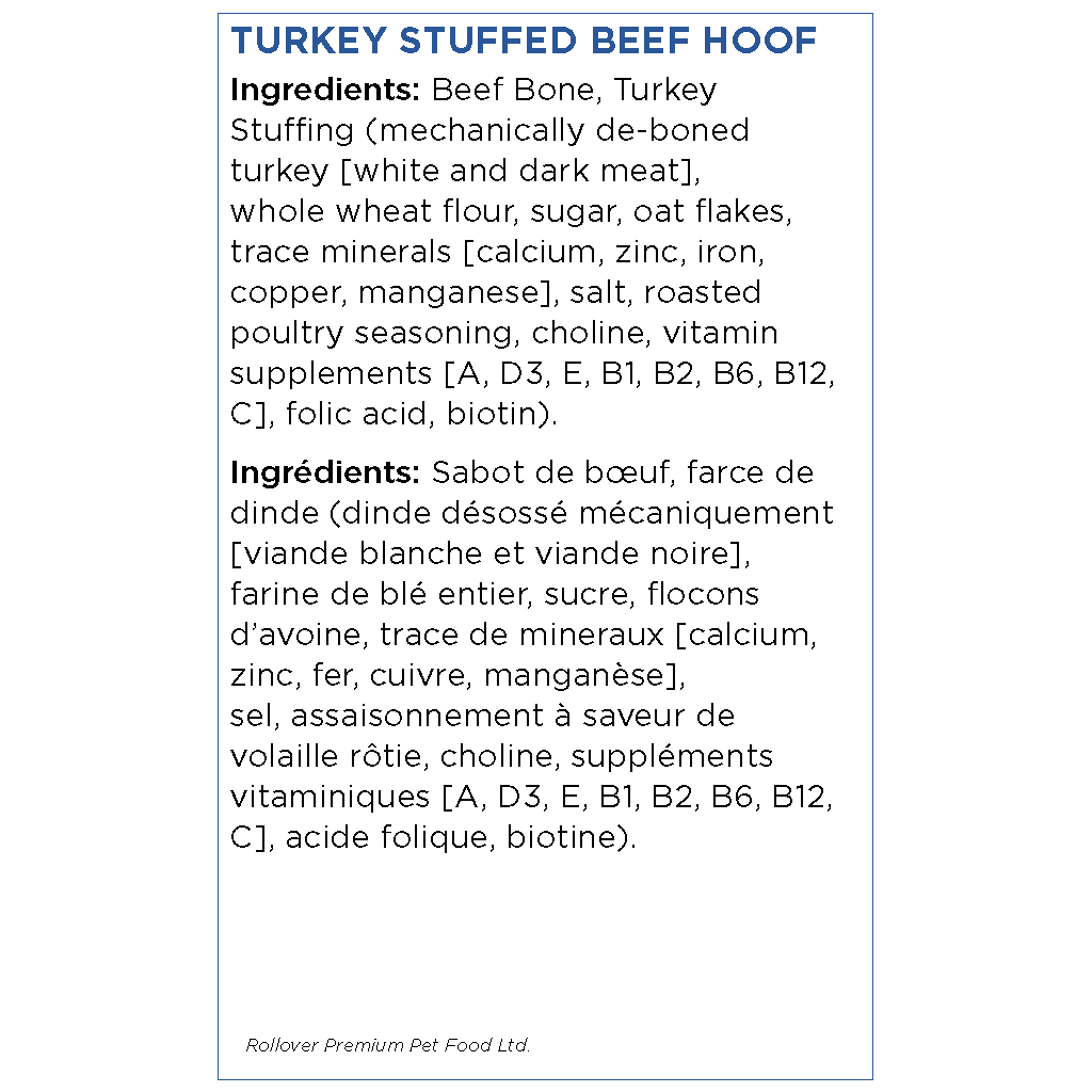 Rollover Stuffed Hoof Turkey - Turkey - Natural Chews - Rollover - PetMax Canada