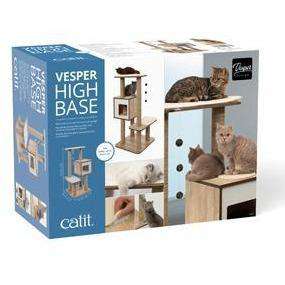 Vesper Cat Furniture V-High Base Oak Cat Scratching Posts | PetMax Canada