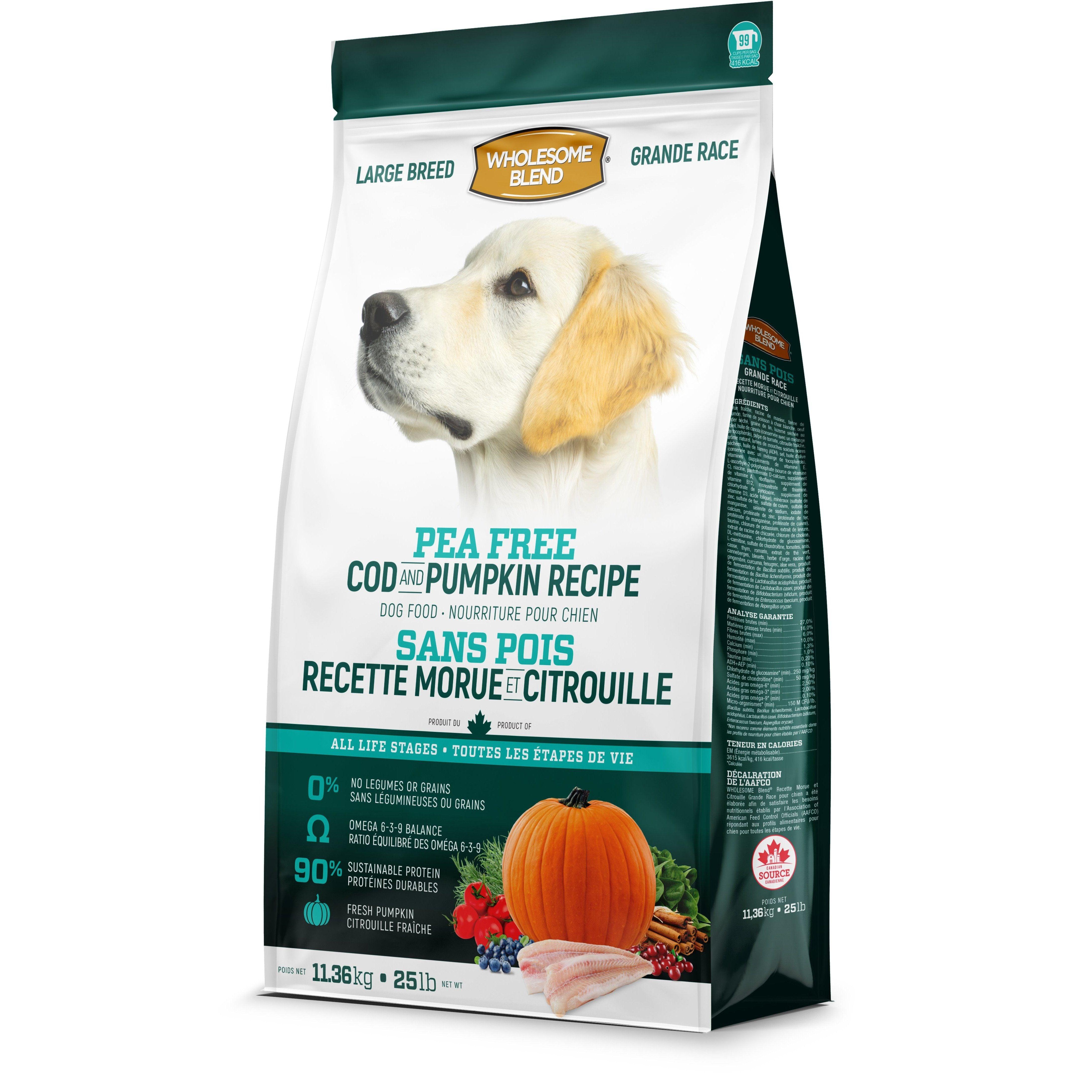 Wholesome Blend All Life Stages Pea Free Cod & Pumpkin Large Breed Dog Food - 11.36 Kg - Dog Food - Wholesome Blend - PetMax Canada