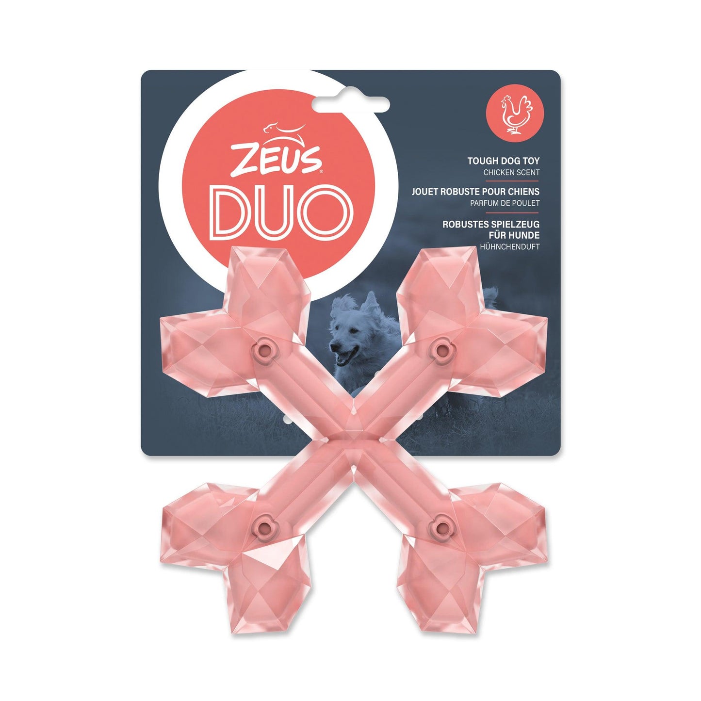 Zeus Duo Dog Toy Cross Bones Chicken Scent Coral Dog Toys | PetMax Canada
