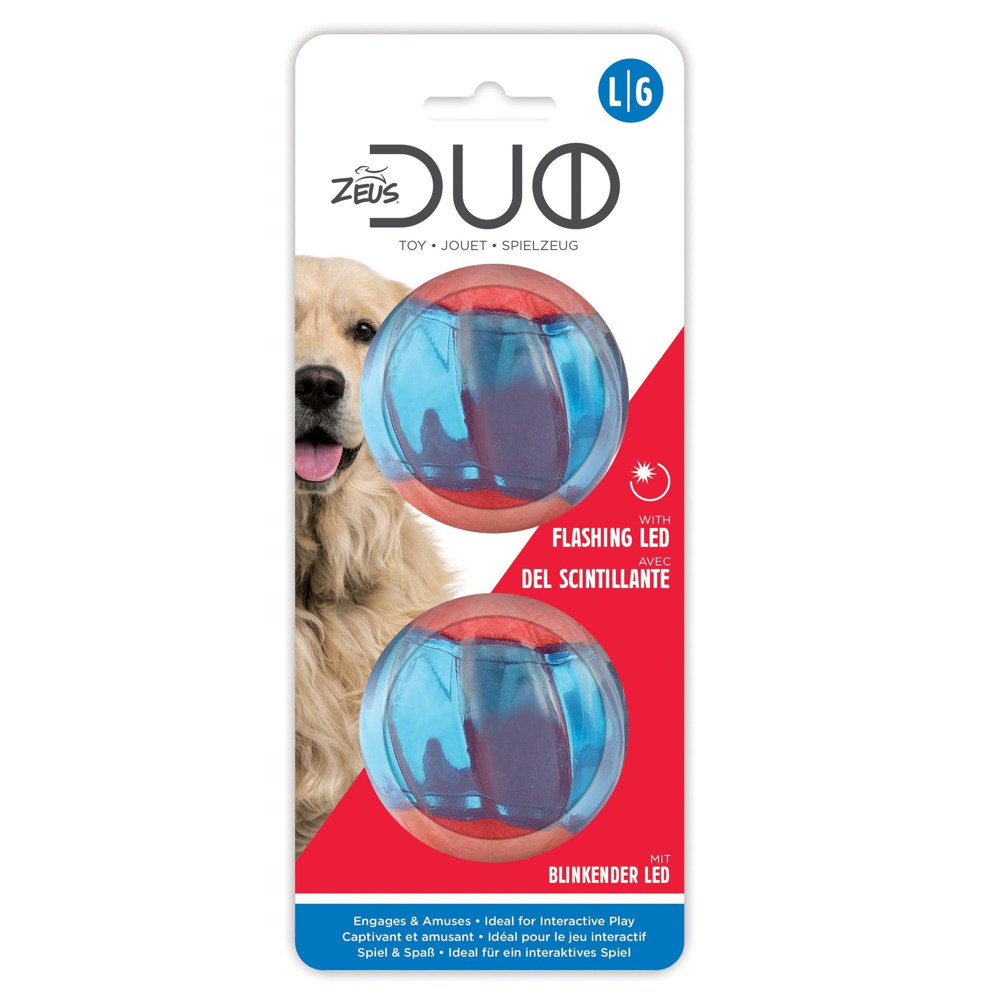Zeus Duo Dog Toy Ball With Flashing LED - Small: 2 Pack - Dog Toys - Zeus - PetMax Canada
