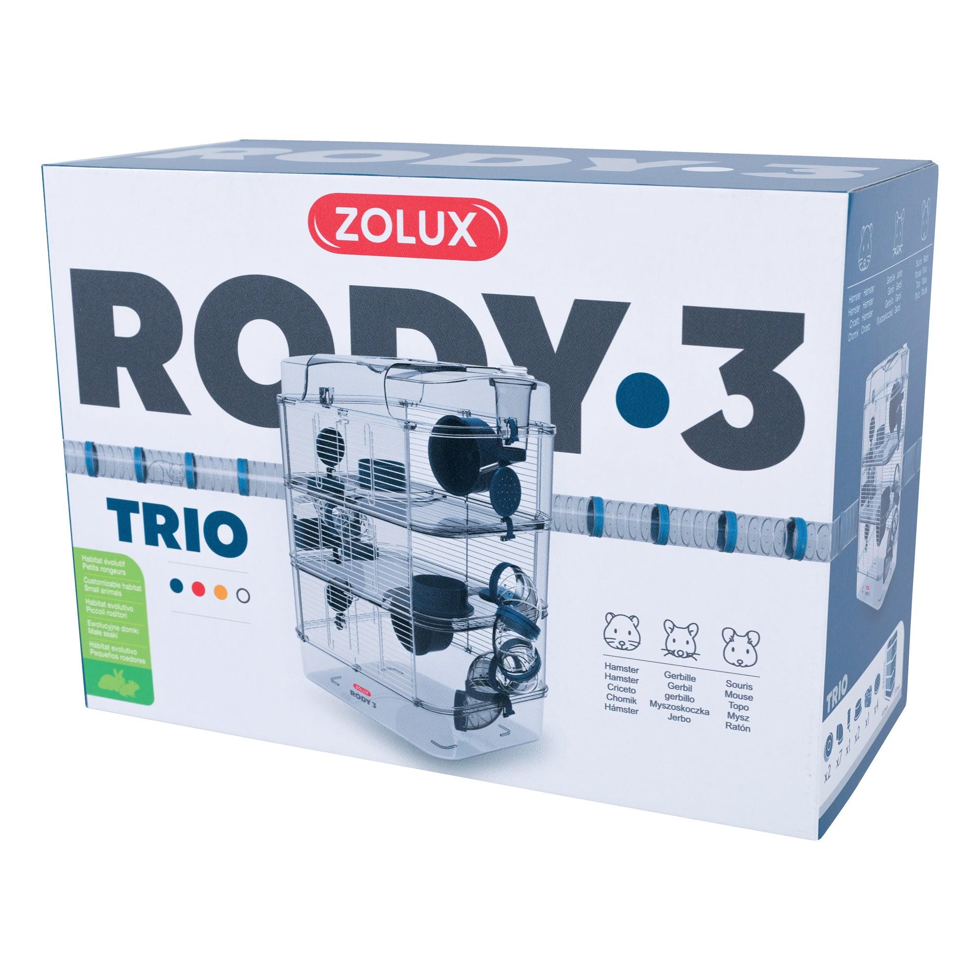 Rody3 Trio Hamster Cage 3-Story Blue - 3-Story - Small Animal Cages - Rody3 - PetMax Canada