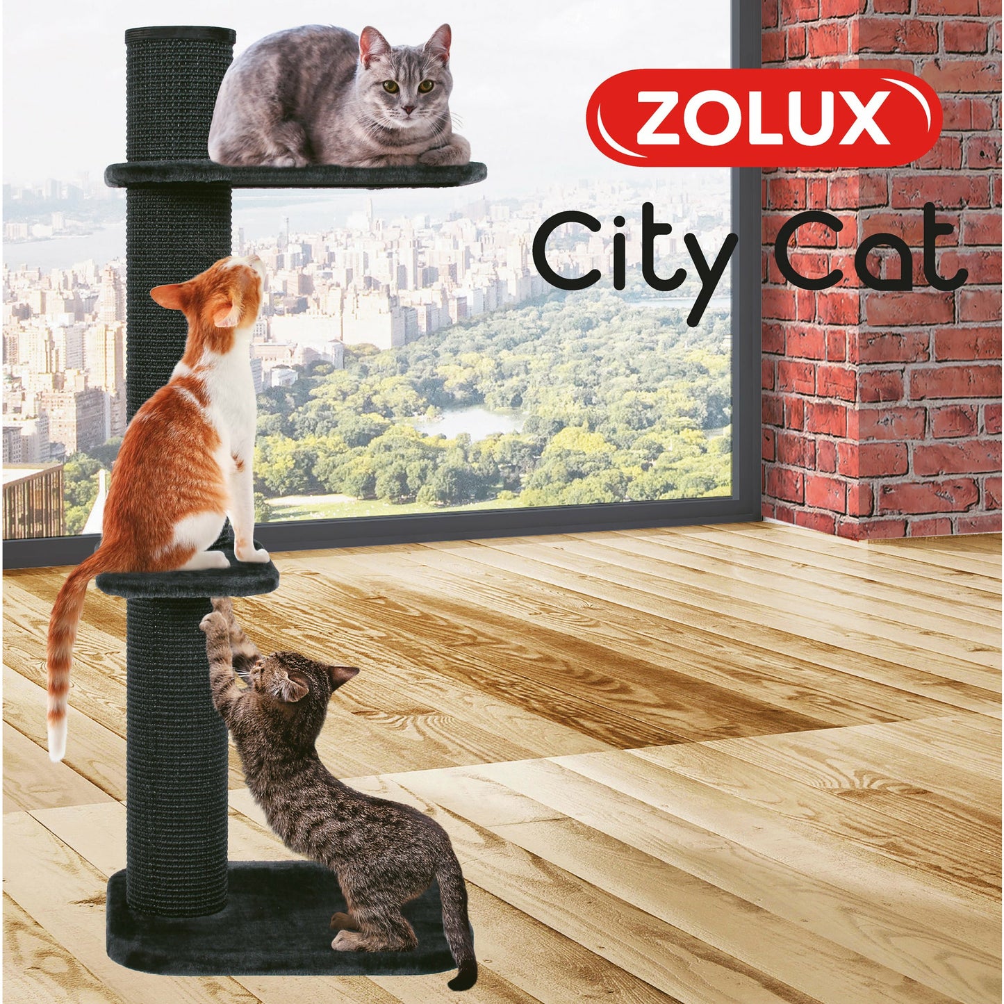 Zolux City Cat 3 Cat Scratching Post With 2 Platforms Grey Cat Scratching Posts | PetMax Canada
