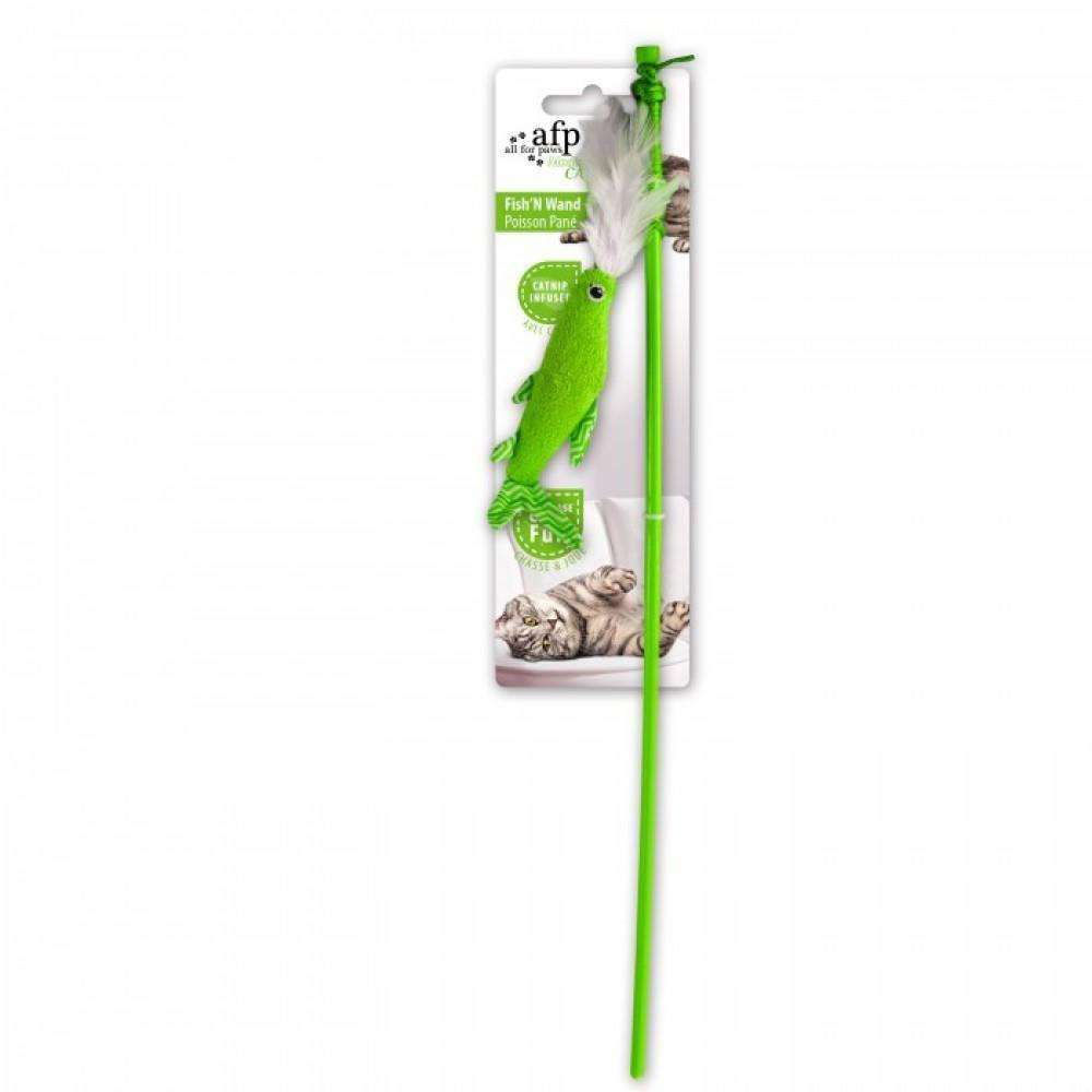 All For Paws Cat Toy Fish 'N Wand Green Cat Toys Green | PetMax Canada