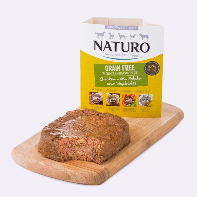 Naturo Canine Grain Free Tray Wet Dog Food Chicken & Potato With Vegetables - 400g - Canned Dog Food - Naturo - PetMax Canada