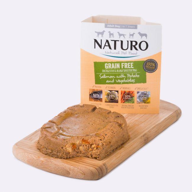Naturo Canine Grain Free Tray Wet Dog Food Salmon & Potato With Vegetables - 400g - Canned Dog Food - Naturo - PetMax Canada