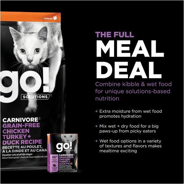 Go! Cat Food Carnivore Grain Free Tetra Pak Chicken, Turkey, Duck - 182g - Canned Cat Food - Go! - PetMax Canada