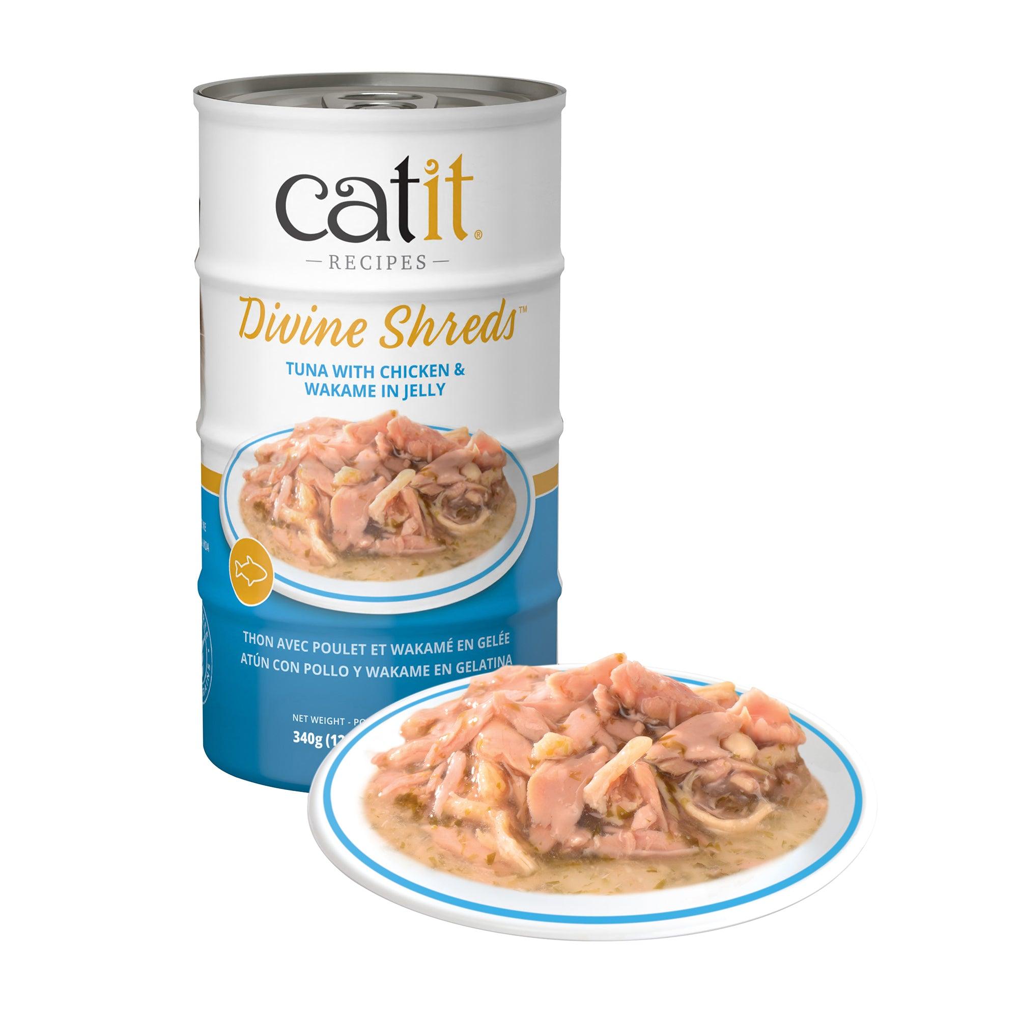 Catit Divine Shreds Tuna, Chicken & Wakame In Jelly 4 Pack - 4 x 85g - Canned Cat Food - Catit - PetMax Canada
