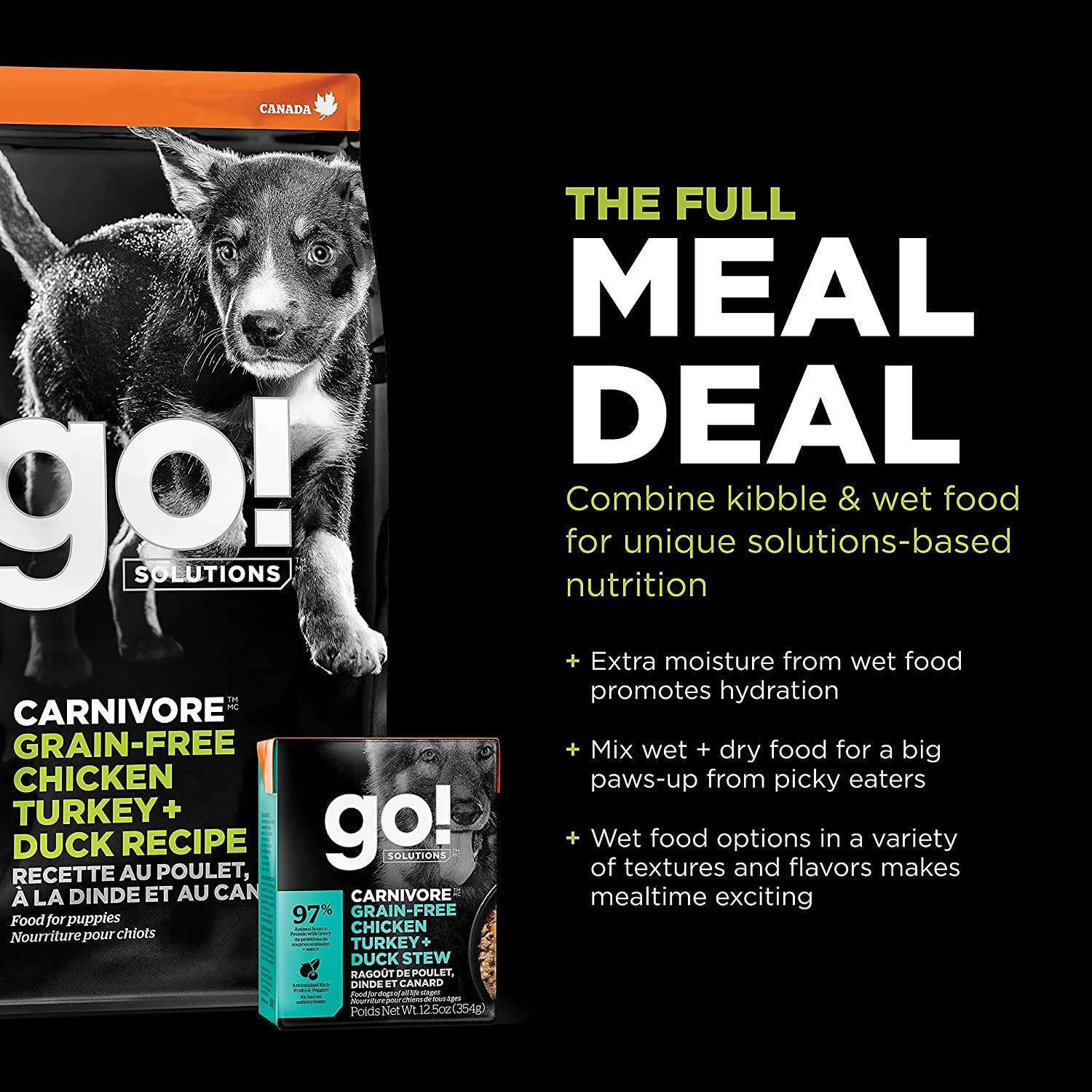 GO! CARNIVORE Grain Free Chicken, Turkey + Duck Puppy Recipe for dogs - 1.59 Kg - Dog Food - Go! - PetMax Canada