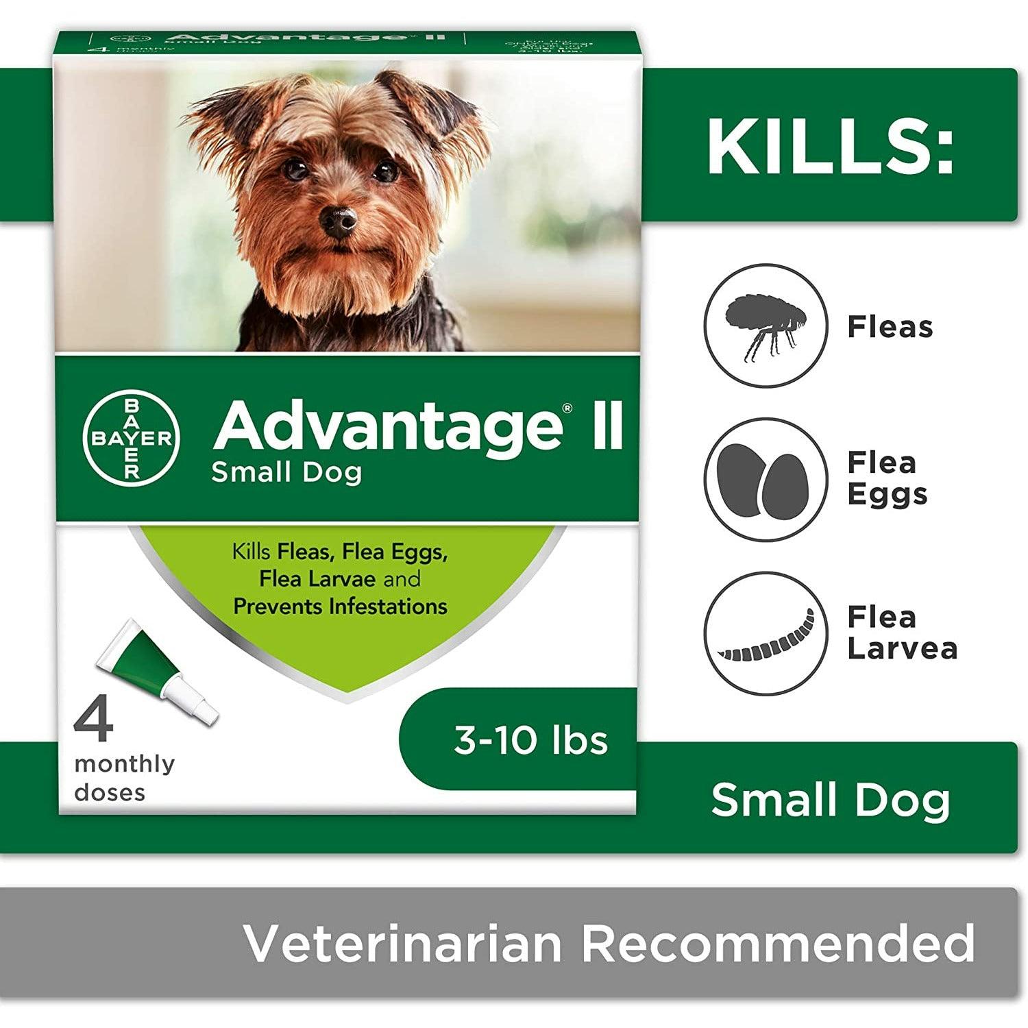 Advantage II For Small Dogs - Under 4.5Kg / 4 Pack - Flea & Tick Topical Applications - Advantage - PetMax Canada