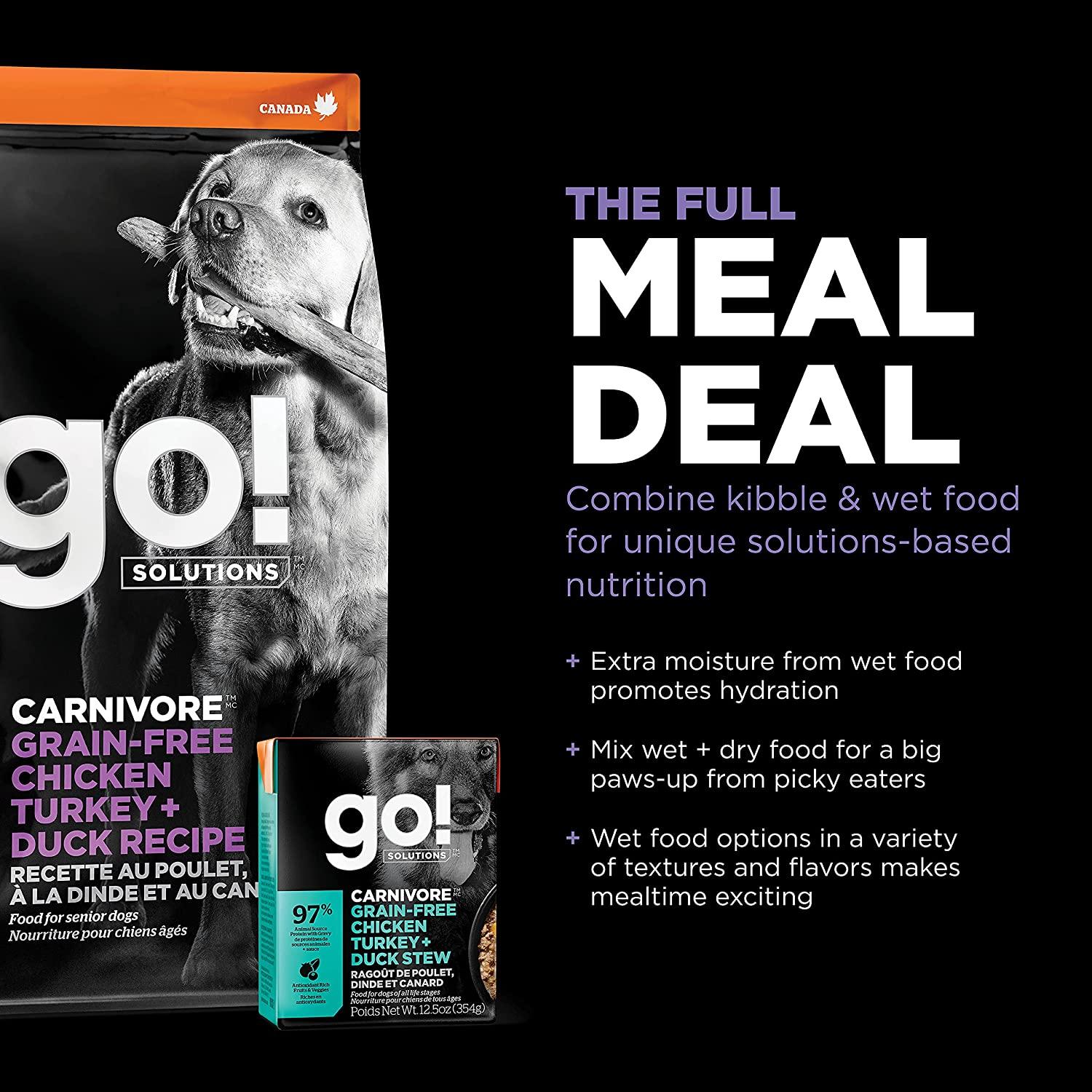 GO! CARNIVORE Grain Free Chicken, Turkey + Duck Senior Recipe for dogs - 1.59 Kg - Dog Food - Go! - PetMax Canada