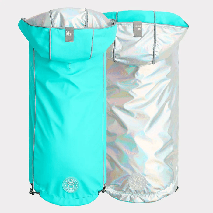 GF Pet Reversible Raincoat Neon Aqua For Dogs - X-Small - Coats - GF Pet - PetMax Canada