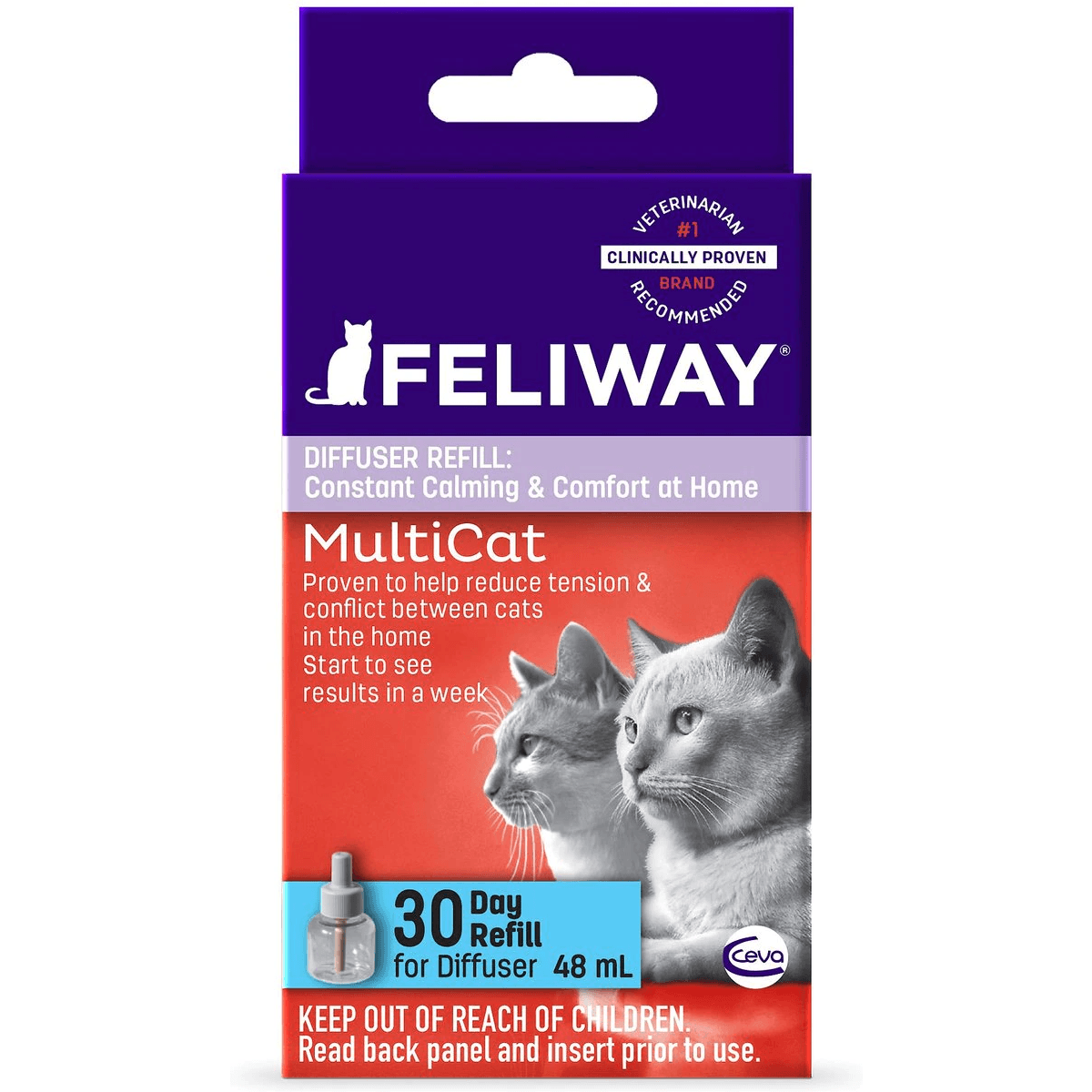 Feliway MultiCat Calming Diffuser Refill for Cats, 30 day - Default Title - Cat Health Care - Feliway - PetMax Canada