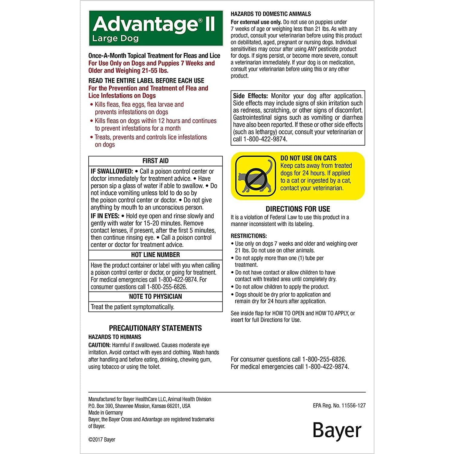 Advantage II For Large Dogs - 11Kg - 25Kg / 4 Pack - Flea & Tick Topical Applications - Advantage - PetMax Canada