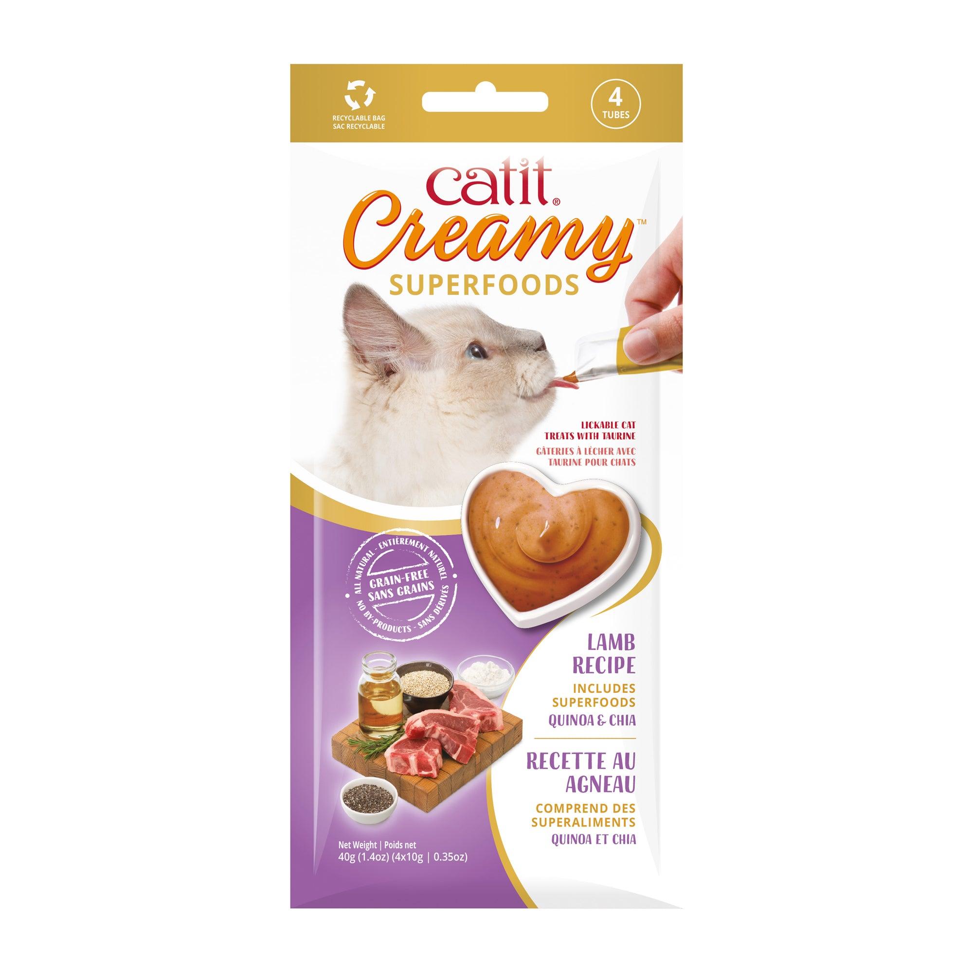 Catit Creamy Superfood Treats Lamb with Quinoa & Chia - 4 x 10g - Cat Treats - Catit - PetMax Canada