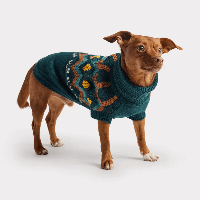 GF Pet Heritage Sweater Teal For Dogs - X-Small - Sweaters - GF Pet - PetMax Canada