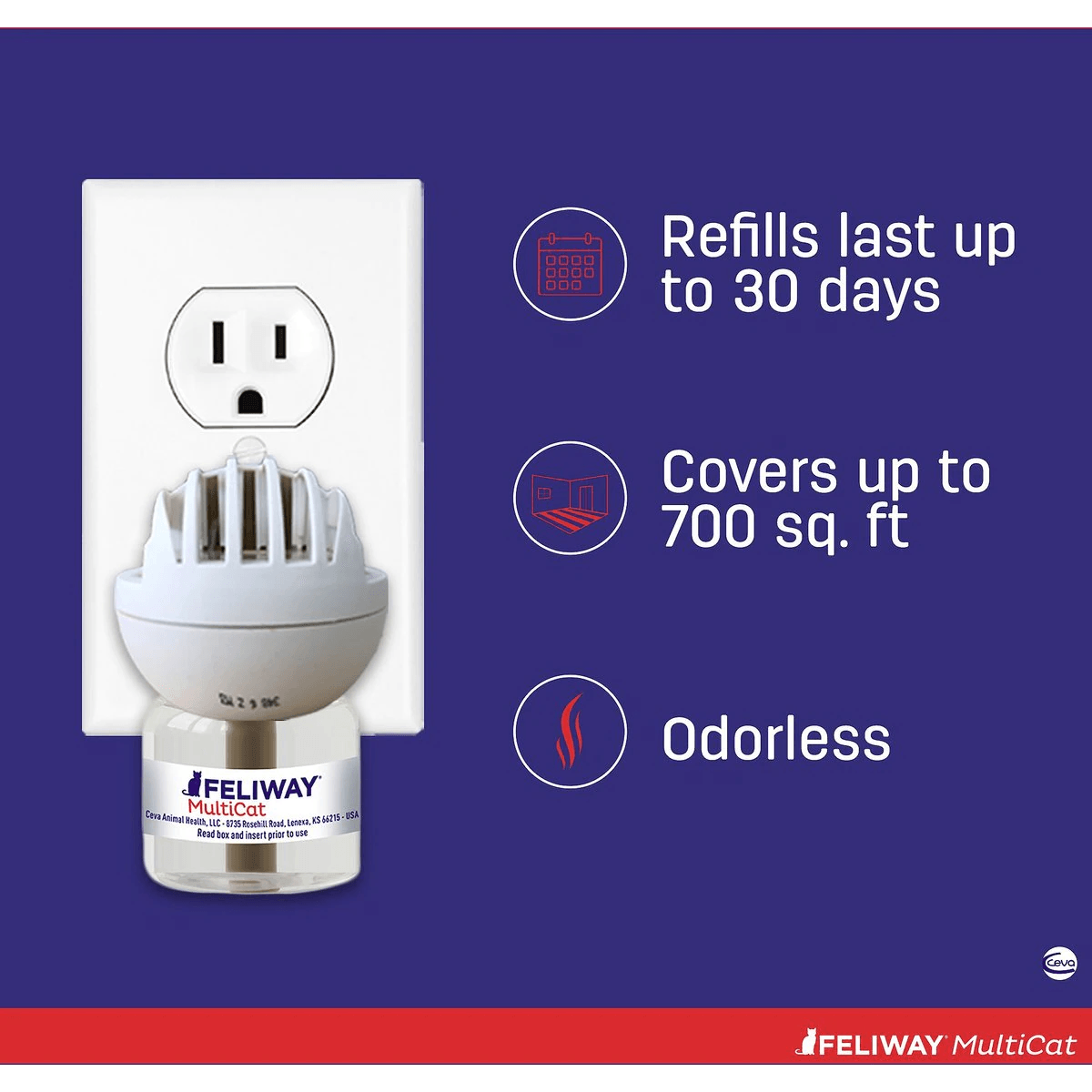 Feliway MultiCat Calming Diffuser Refill for Cats, 30 day - Default Title - Cat Health Care - Feliway - PetMax Canada