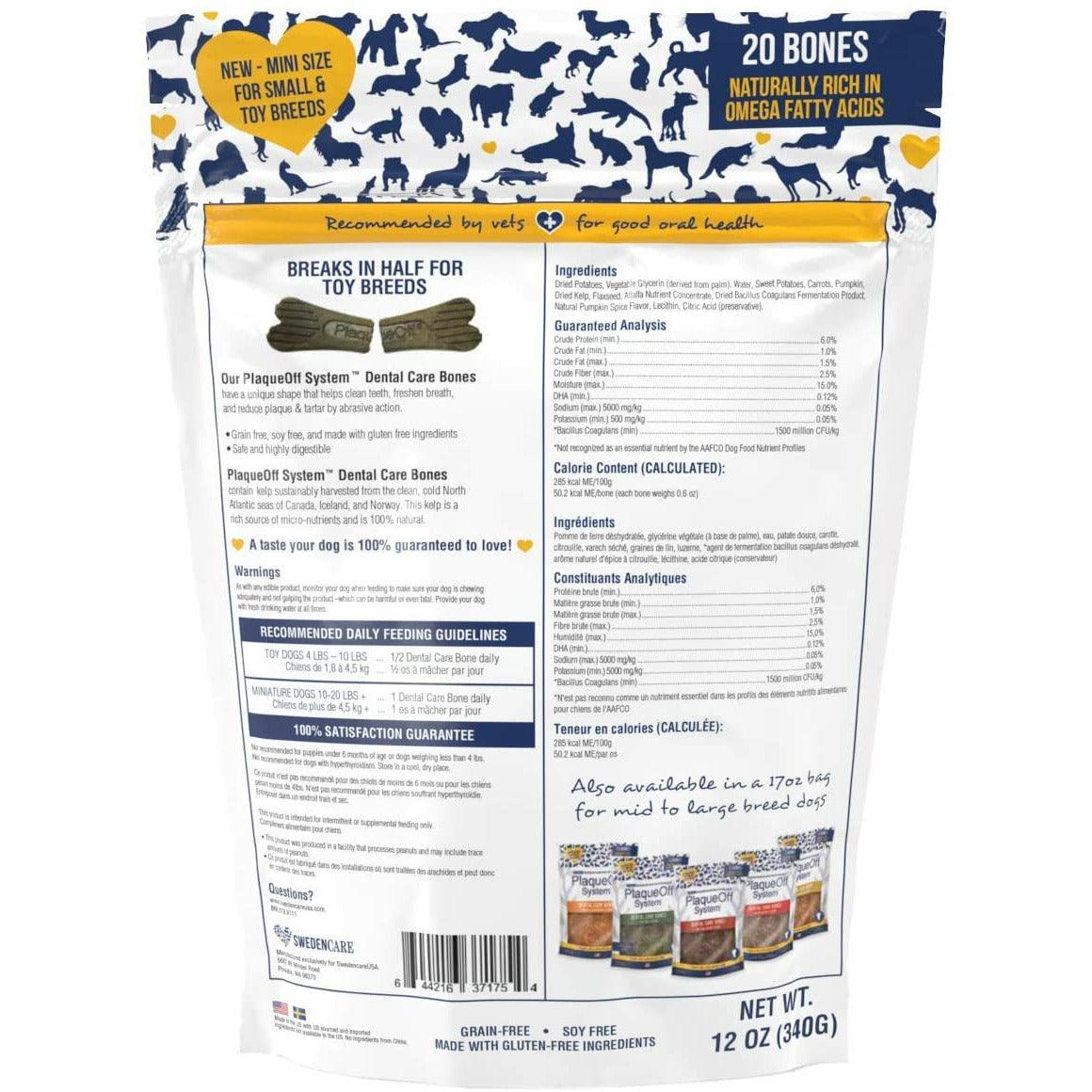 Plaque Off System Dental Vegetable Bones Mini - 340g - Dog Treats - PlaqueOff - PetMax Canada