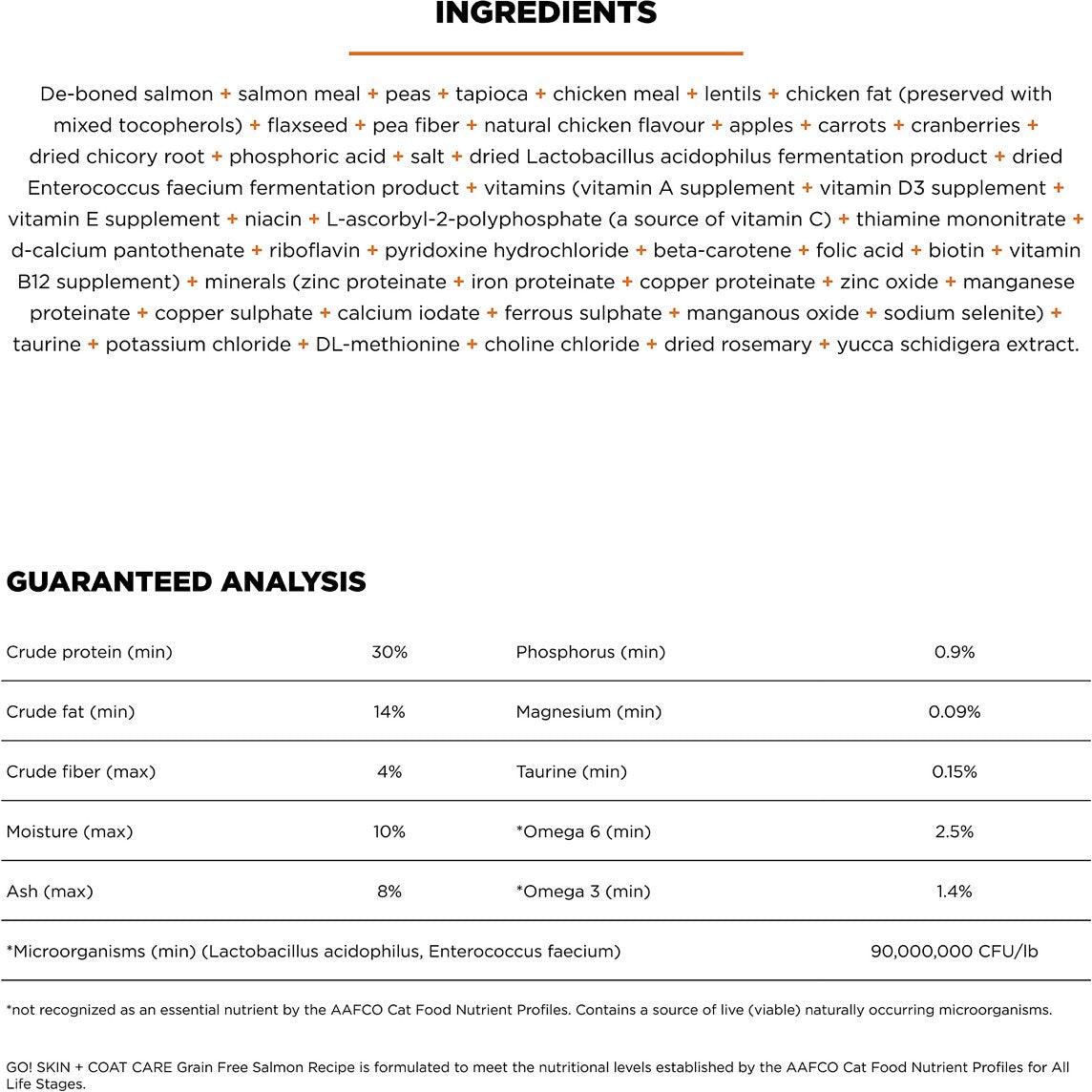 GO! SKIN + COAT CARE Grain Free Salmon Recipe for cats - 1.36 Kg - Cat Food - Go! - PetMax Canada