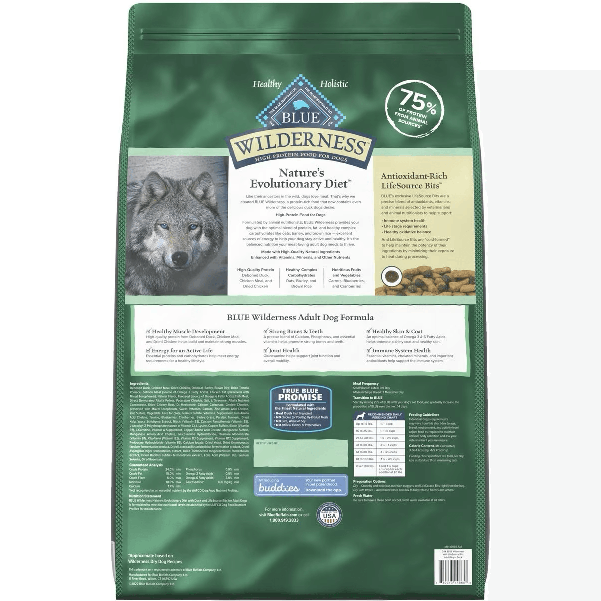 Blue Buffalo Wilderness With Healthy Grains Duck Adult Dry Dog Food - 2 Kg - Dog Food - Blue Buffalo - PetMax Canada