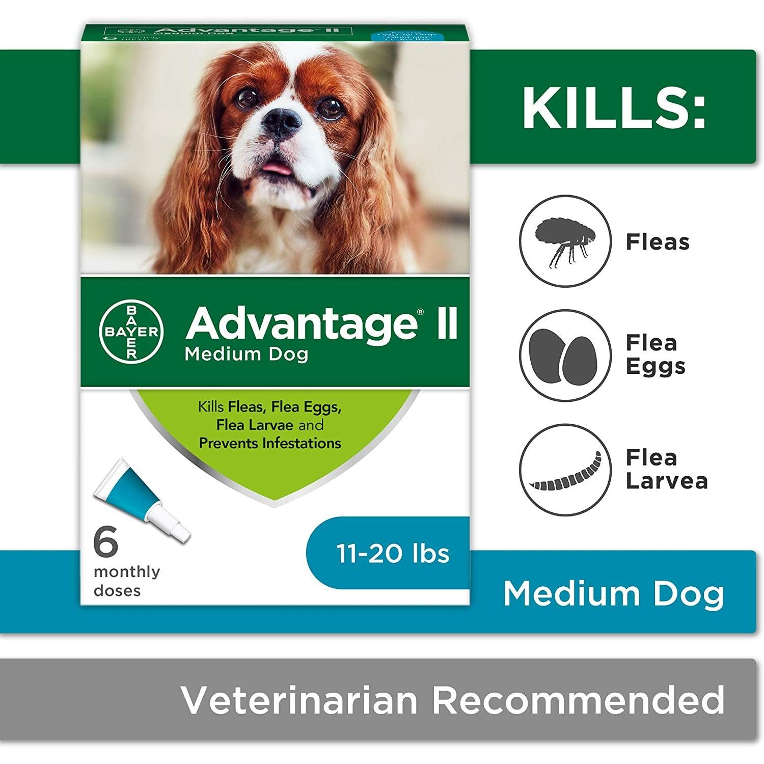Advantage II For Medium Dogs - 4.6Kg - 11Kg / 4 Pack - Flea & Tick Topical Applications - Advantage - PetMax Canada