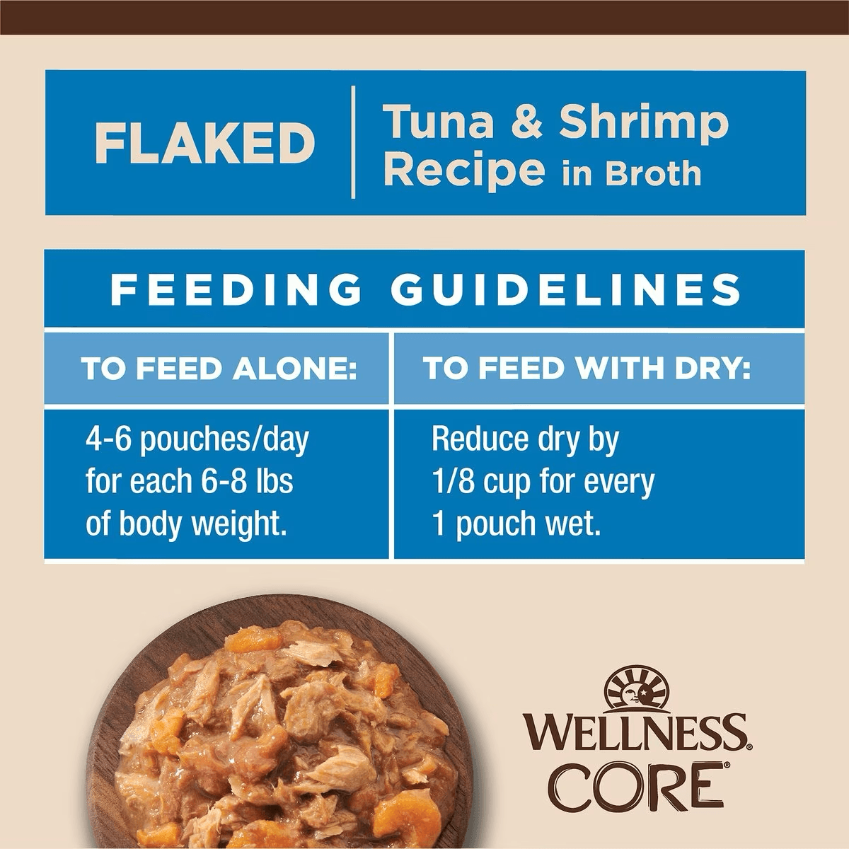 Wellness CORE Tiny Tasters Flaked Tuna & Shrimp in Sauce Wet Cat Food - 50g - Canned Cat Food - Wellness - PetMax Canada