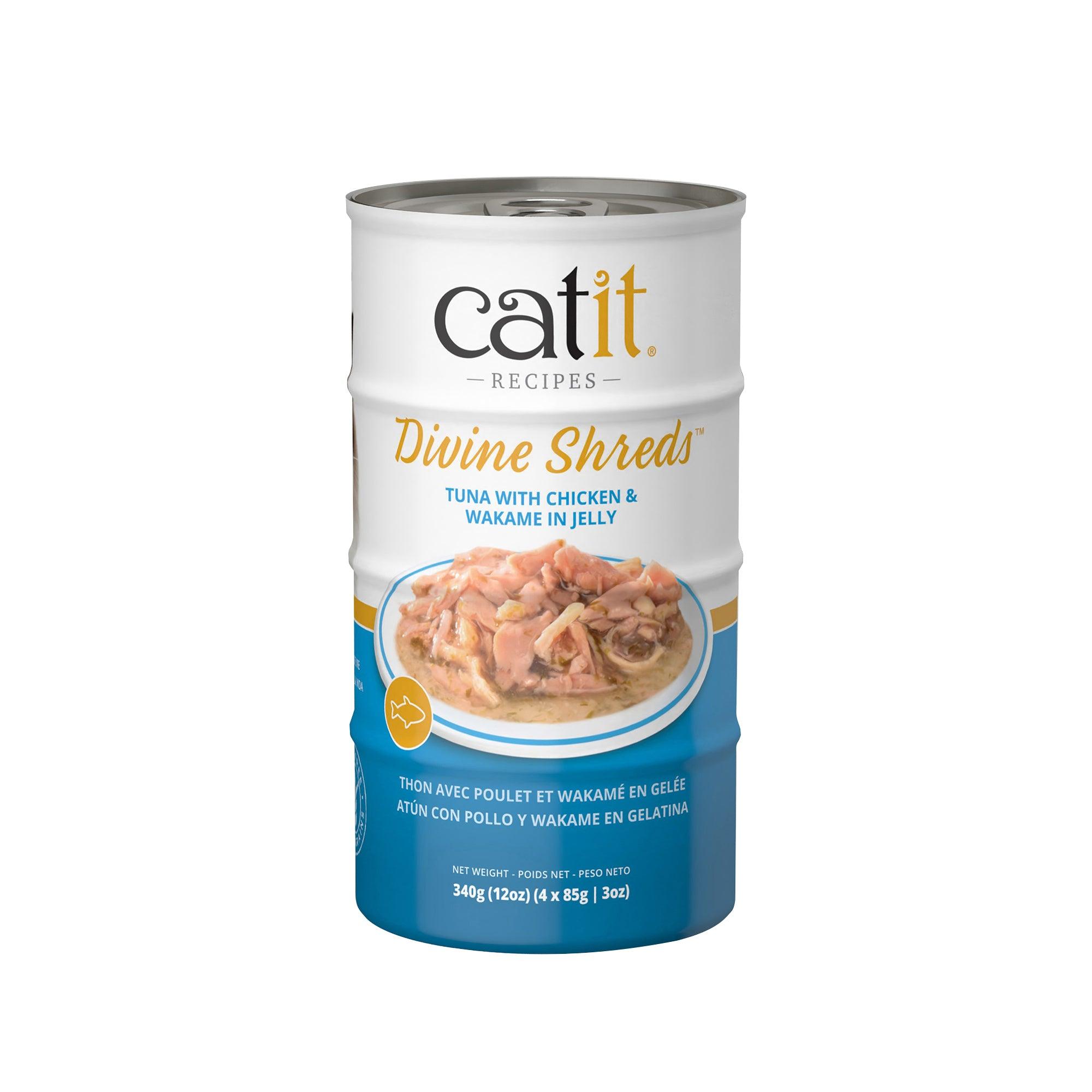 Catit Divine Shreds Tuna, Chicken & Wakame In Jelly 4 Pack - 4 x 85g - Canned Cat Food - Catit - PetMax Canada