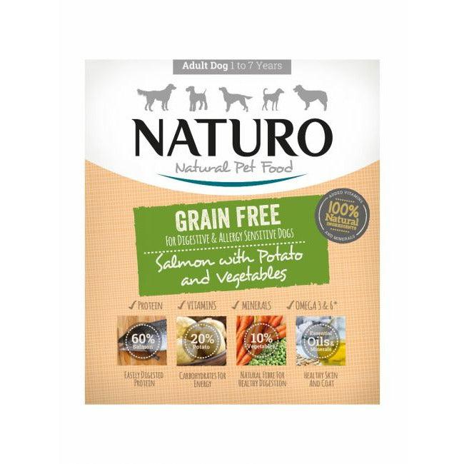 Naturo Canine Grain Free Tray Wet Dog Food Salmon & Potato With Vegetables - 400g - Canned Dog Food - Naturo - PetMax Canada