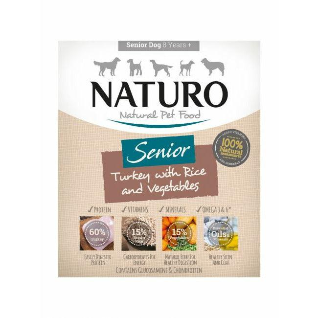 Naturo Canine Senior Tray Wet Dog Food Turkey & Rice With Vegetables - 400g - Canned Dog Food - Naturo - PetMax Canada