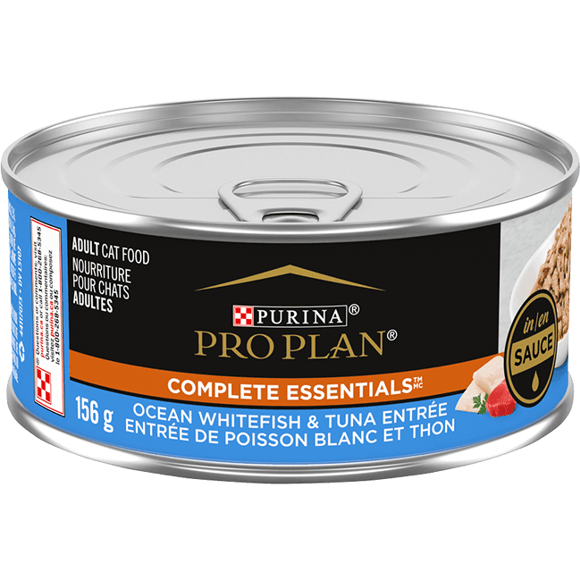 Purina Pro Plan Adult Complete Essentials Ocean Whitefish & Tuna Entrée in Sauce Wet Cat Food - 156g - Canned Cat Food - Purina Pro Plan - PetMax Canada