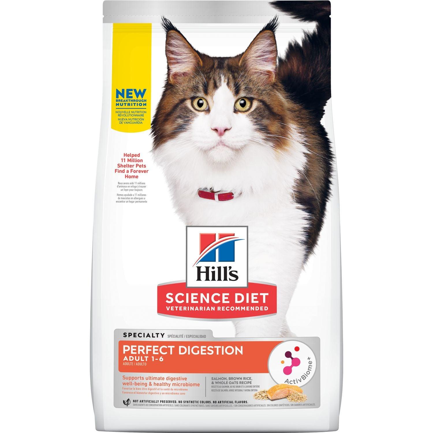 Hill's Science Diet Adult Perfect Digestion Salmon, Brown Rice, and Whole Oats Recipe Cat Food - 1.59 Kg - Cat Food - Hill's Science Diet - PetMax Canada