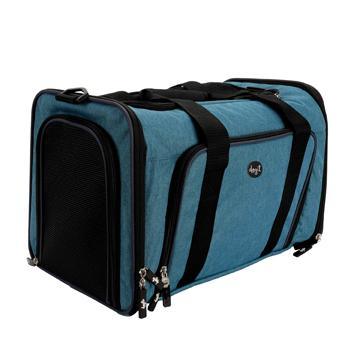 DogIt Explorer Soft Expandable Bag Black & Navy - 17" x 10" x 12" - Soft-Sided Crates - Dogit - PetMax Canada