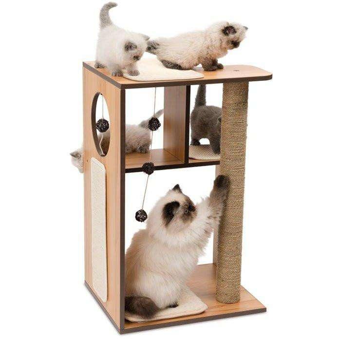 Vesper Cat V-Box Large Walnut  Cat Scratching Posts  | PetMax Canada