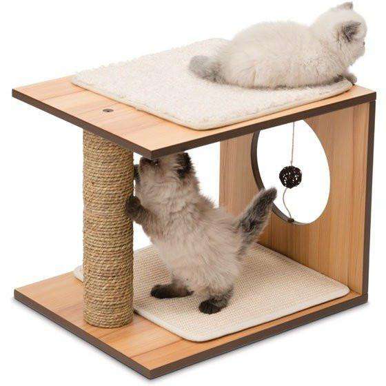 Vesper Cat Stool Walnut Cat Scratching Posts | PetMax Canada