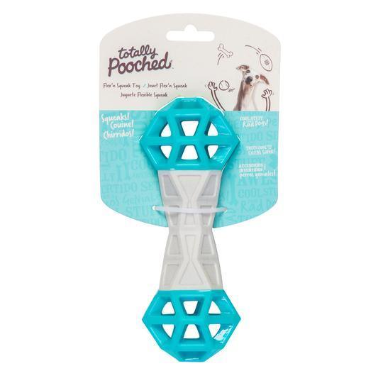 Totally Pooched Flex N Squeak Rubber Toy Teal - 7" - Dog Toys - Messy Mutt - PetMax Canada