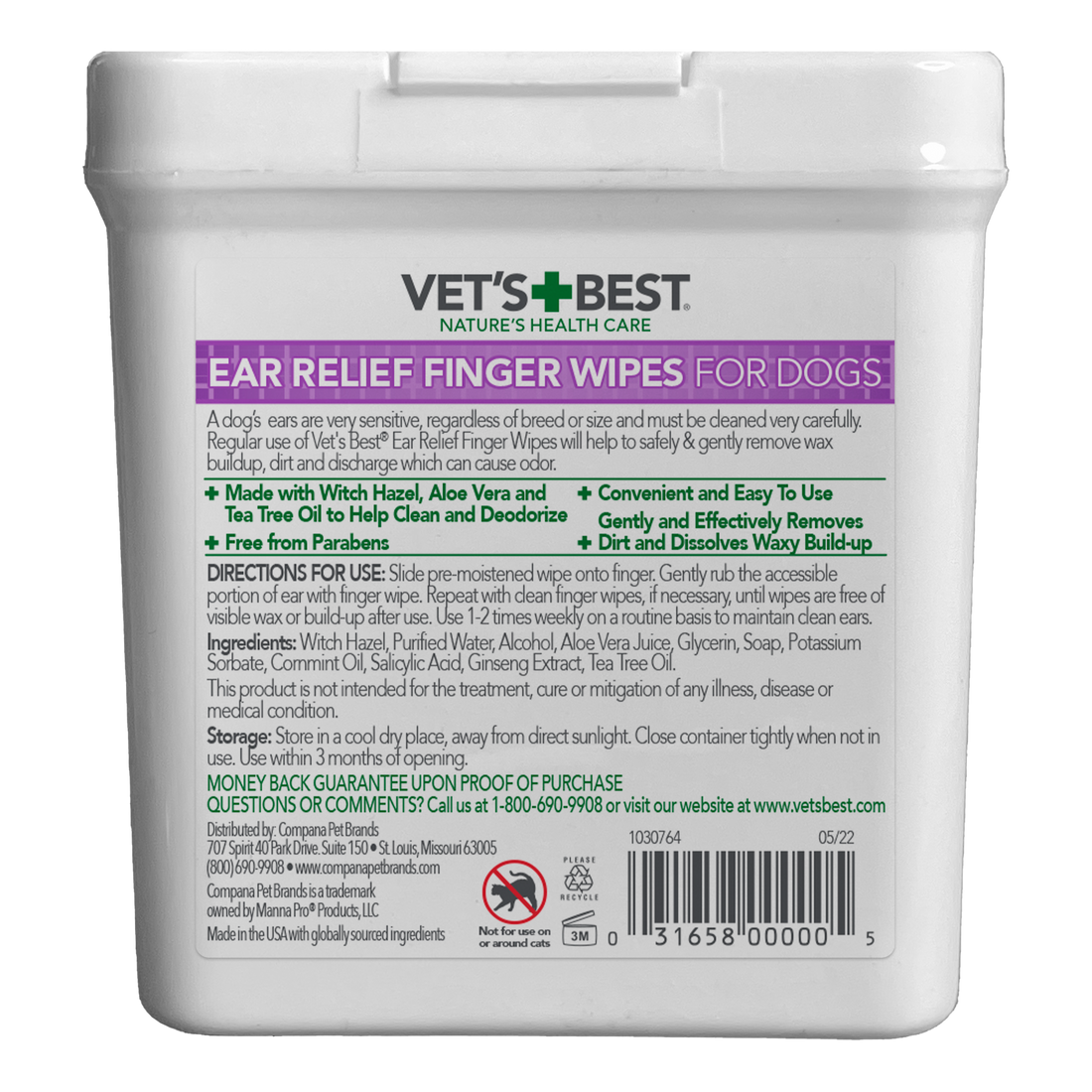 Vets Best Ear Relief Finger Wipes for Dogs