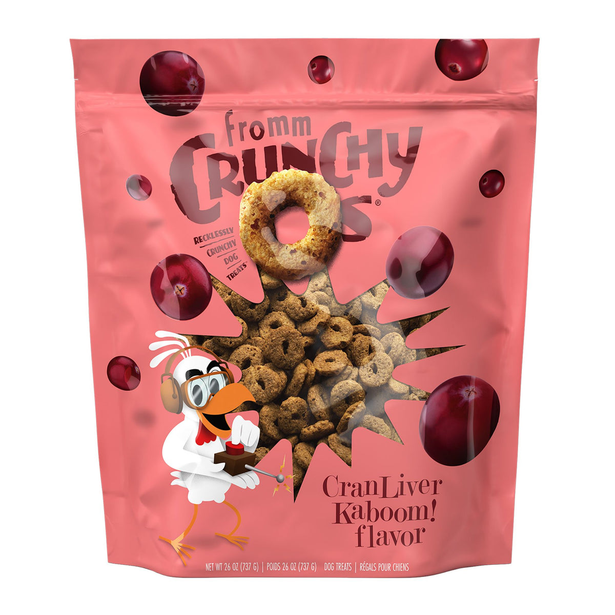 Fromm Crunchy O's CranLiver Kaboom Dog Treats - 737g bag front - PetMax Canada