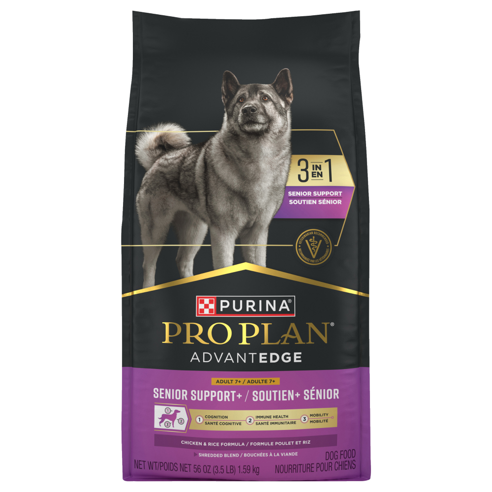 Purina Pro Plan AdvantEDGE Senior Support+ Shredded Blend Chicken & Rice Formula Adult 7+ Dry Dog Food - front of bag