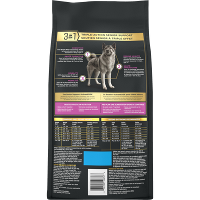 Purina Pro Plan AdvantEDGE Senior Support+ Shredded Blend Chicken & Rice Formula Adult 7+ Dry Dog Food - back of bag