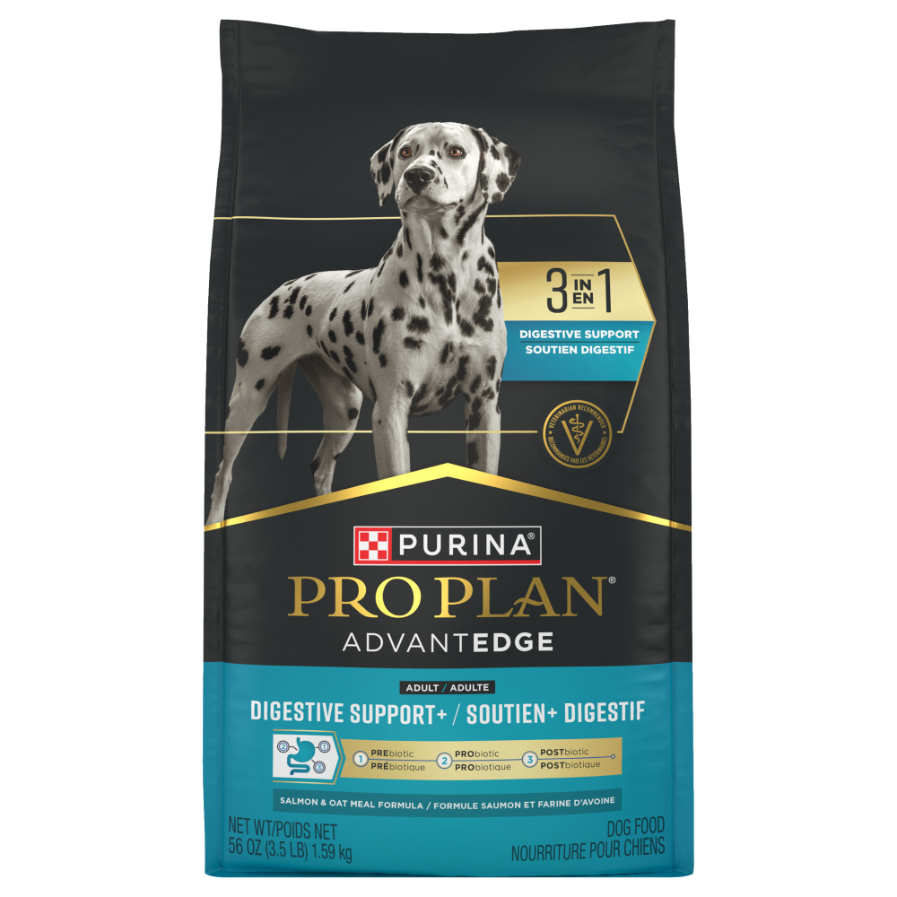 Purina Pro Plan AdvantEDGE Digestive Support+ Salmon & Oat Meal Formula Adult Dry Dog Food - front of bag