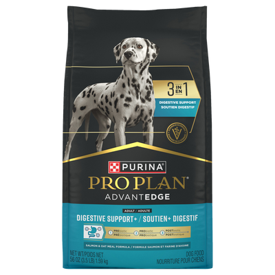 Purina Pro Plan AdvantEDGE Digestive Support+ Salmon & Oat Meal Formula Adult Dry Dog Food - front of bag