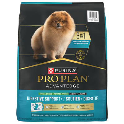 Purina Pro Plan AdvantEDGE Digestive Support+ Small Breed Salmon & Oat Meal Formula Adult Dry Dog Food - front of bag