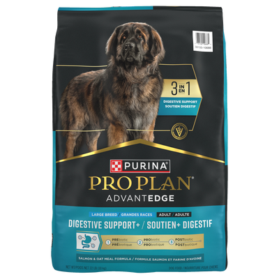 Purina Pro Plan AdvantEDGE Digestive Support+ Large Breed Salmon & Oat Meal Formula Adult Dry Dog Food - front of bag
