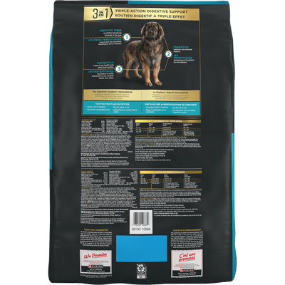 Purina Pro Plan AdvantEDGE Digestive Support+ Large Breed Salmon & Oat Meal Formula Adult Dry Dog Food - back of bag